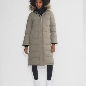TNA The Powder Parka Long with Fur Trim in Taupe